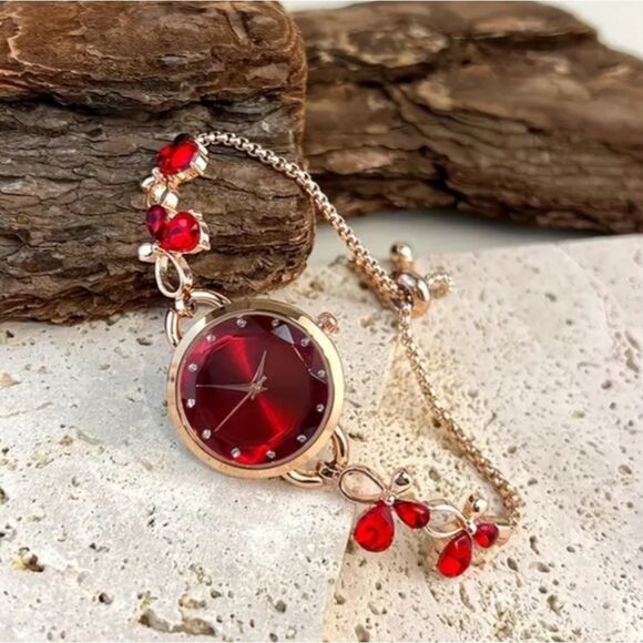 Women's Red Stones Adjustable Watch - Picture 6 of 15